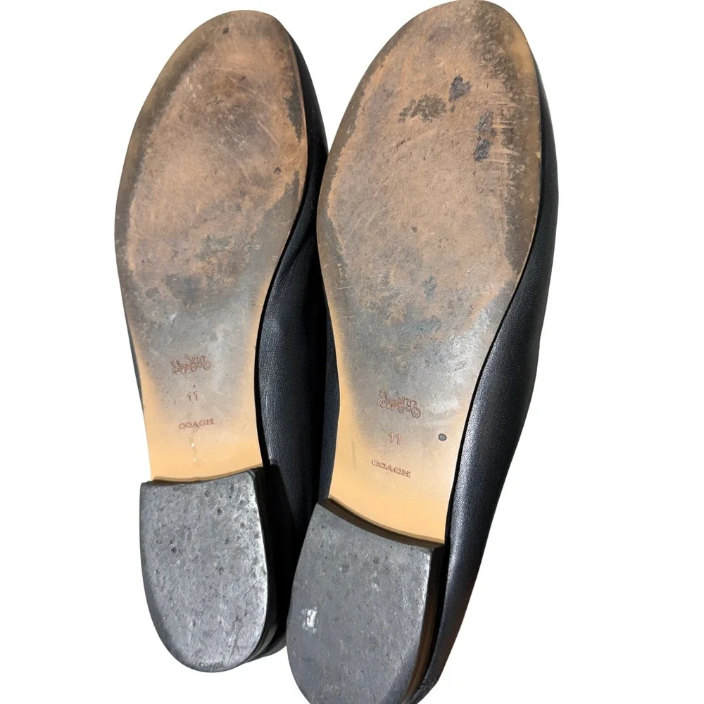 Coach Haley Horsebit Loafers Black Leather Gold Hardware FG3110 Womens 11B